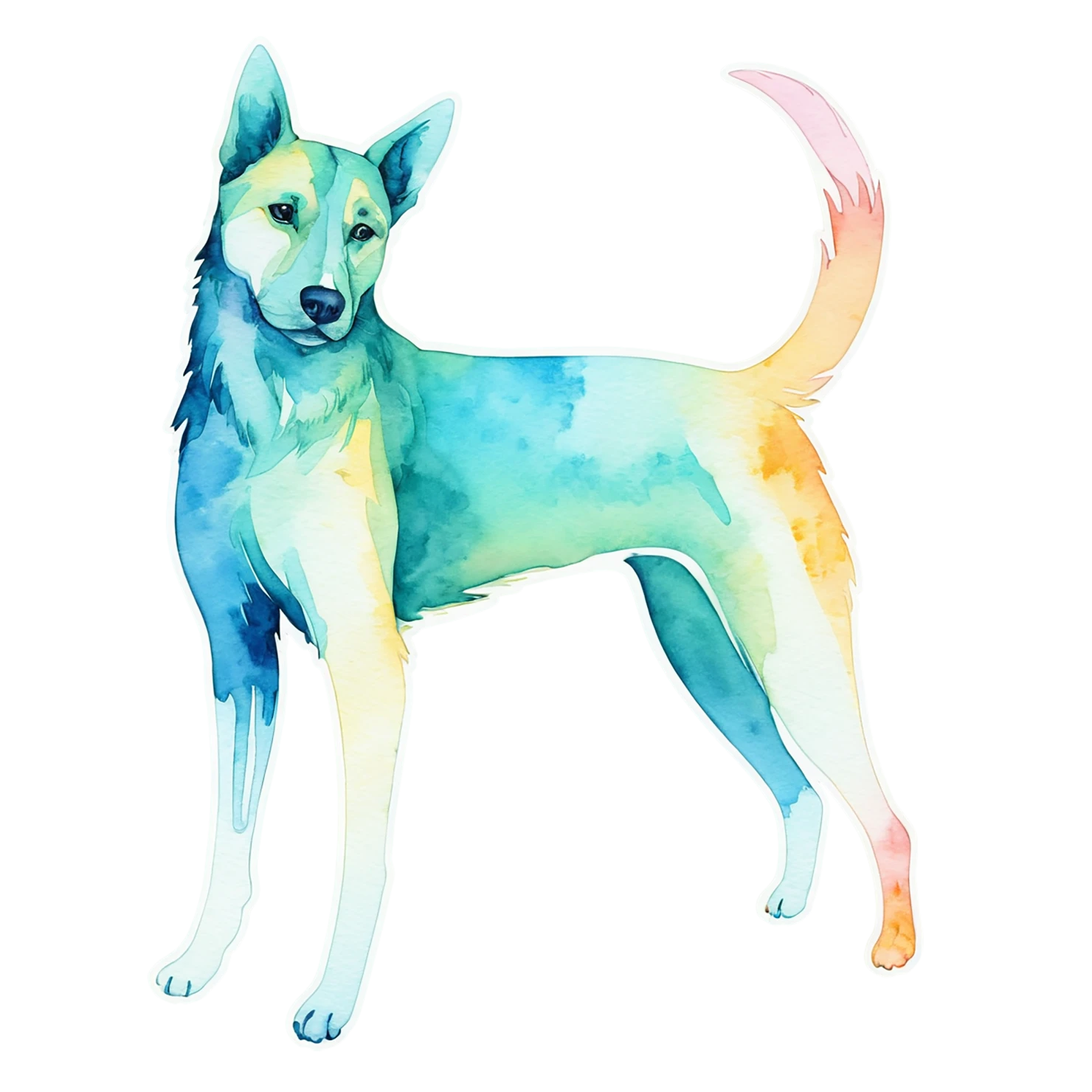 Dog watercolor sticker isolated on transparent background #15059