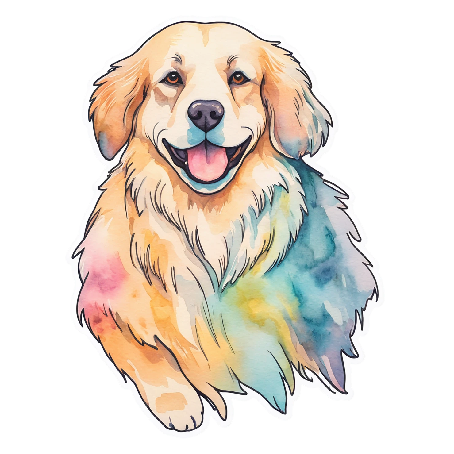 Dog watercolor sticker isolated on transparent background #15061