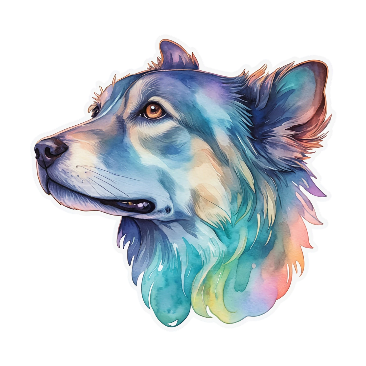 Dog watercolor sticker isolated on transparent background #15062