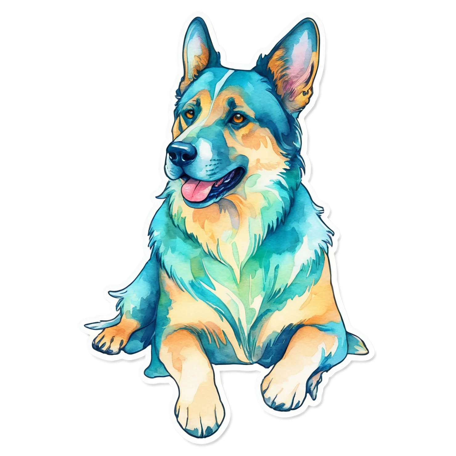 Dog watercolor sticker isolated on transparent background #15064