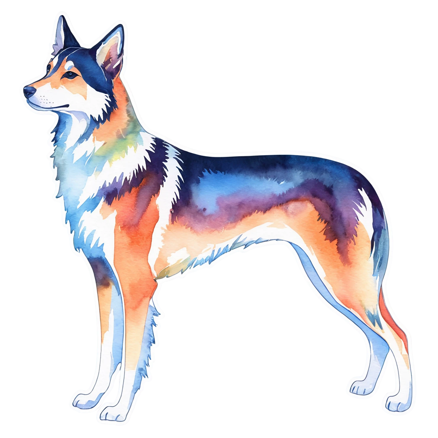 Dog watercolor sticker isolated on transparent background #15070