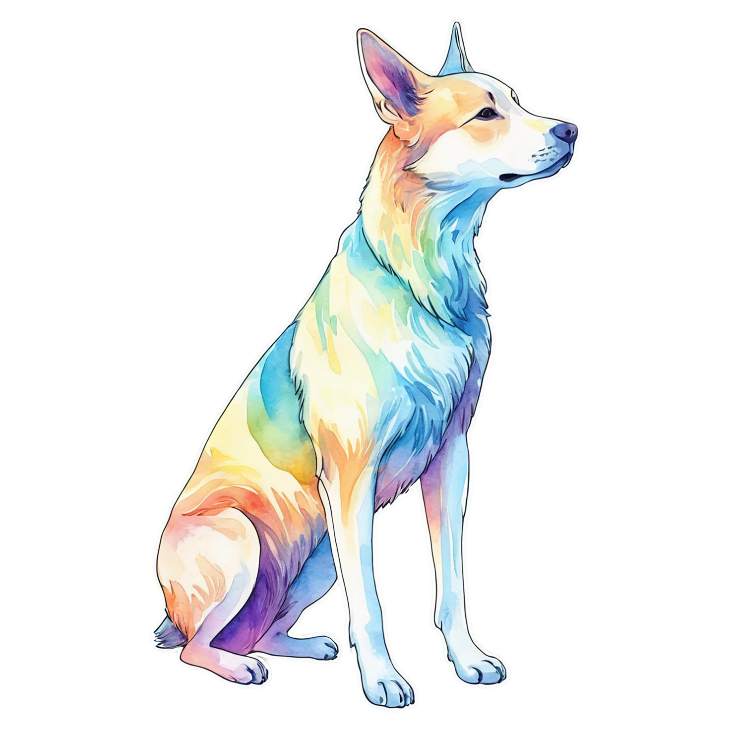 Dog watercolor sticker isolated on transparent background #15077