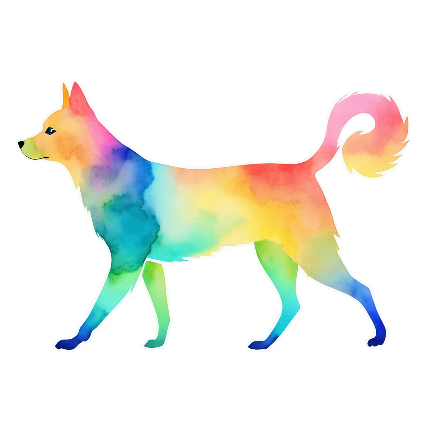 Dog watercolor sticker isolated on transparent background #15080