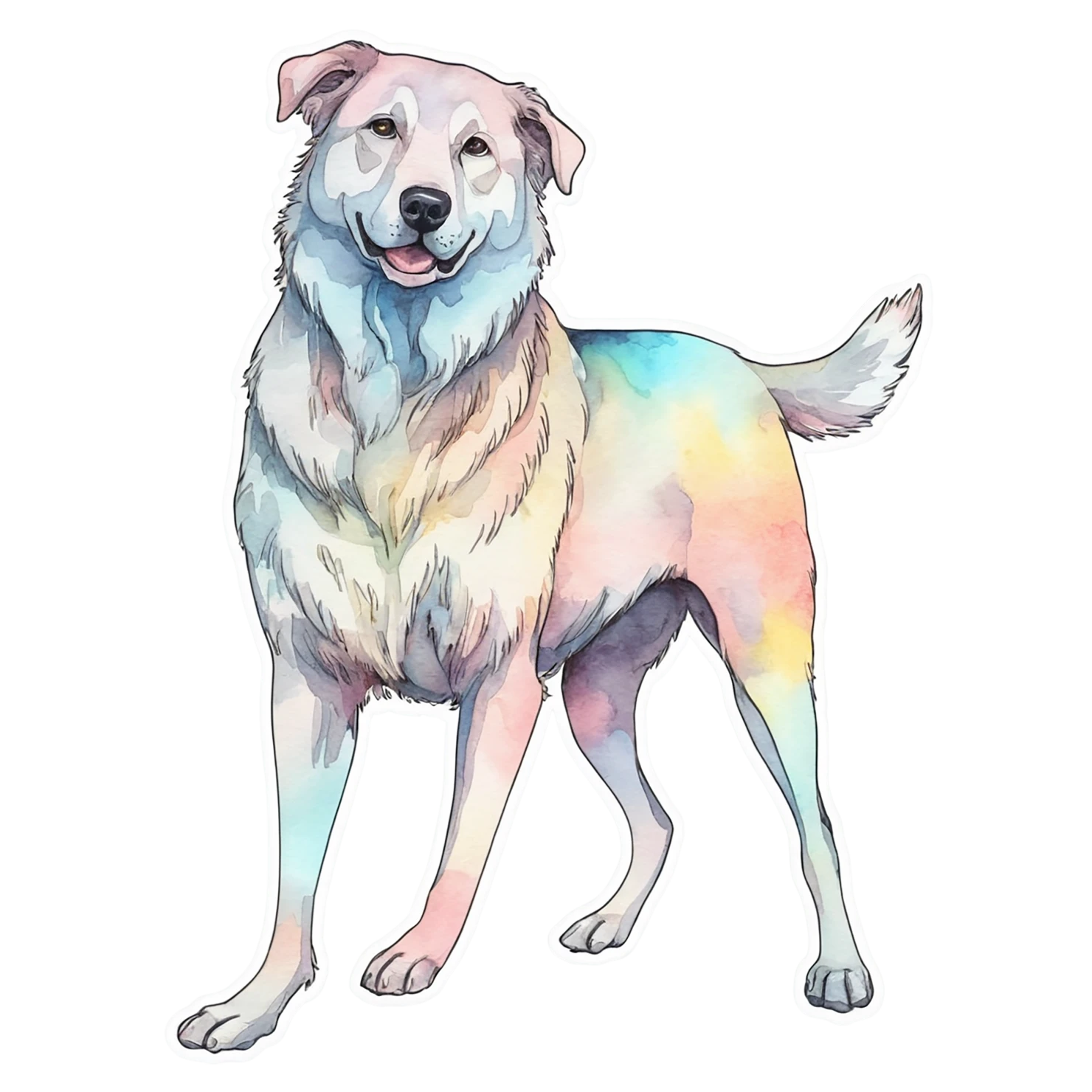 Dog watercolor sticker isolated on transparent background #15082
