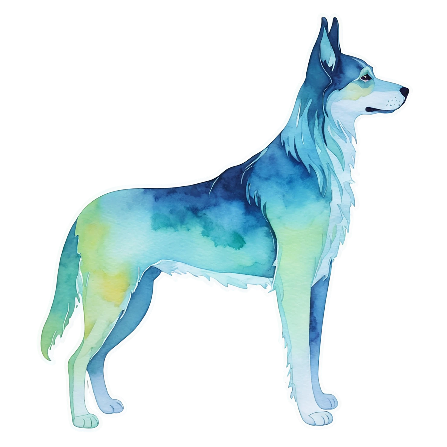 Dog watercolor sticker isolated on transparent background #15088