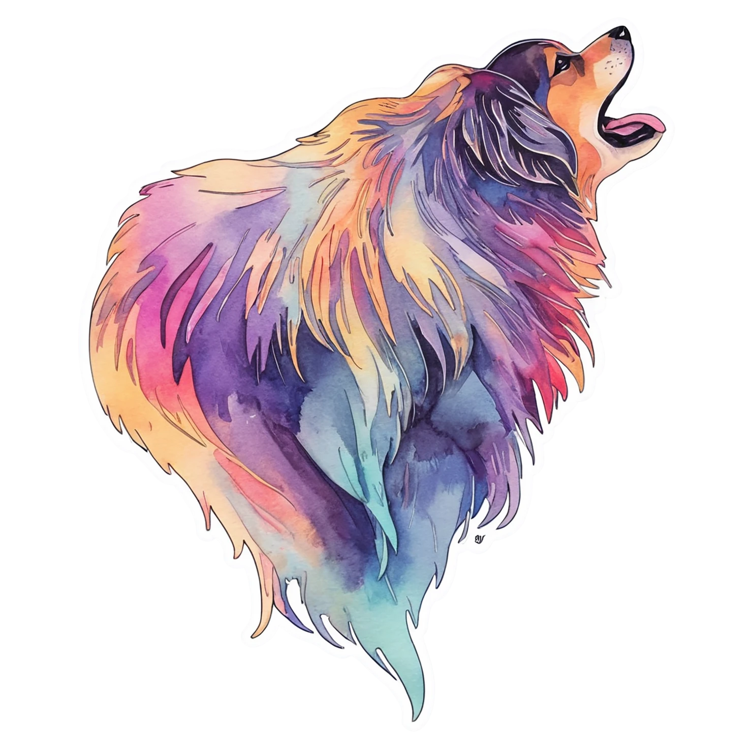 Dog watercolor sticker isolated on transparent background #15092
