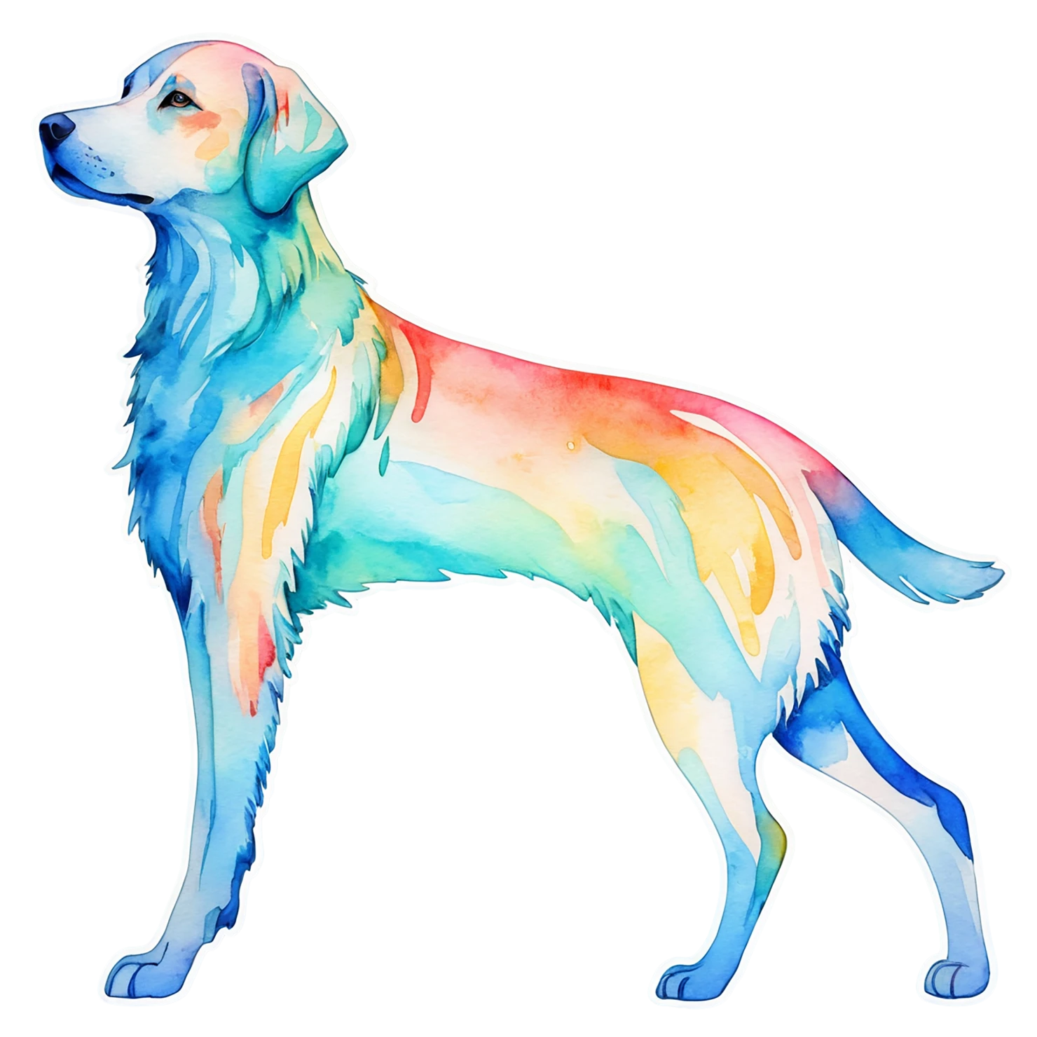 Dog watercolor sticker isolated on transparent background #15093