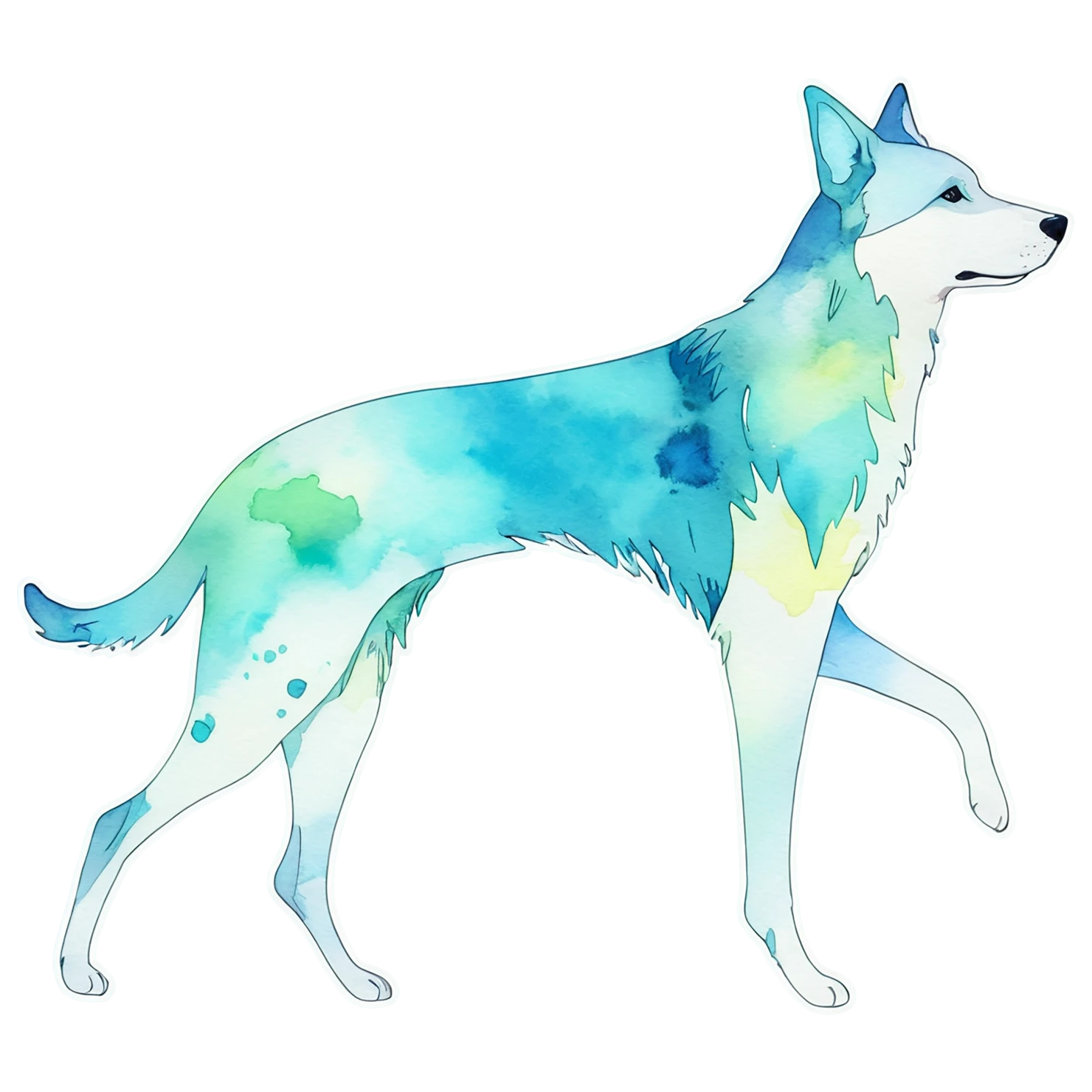Dog watercolor sticker isolated on transparent background #15097