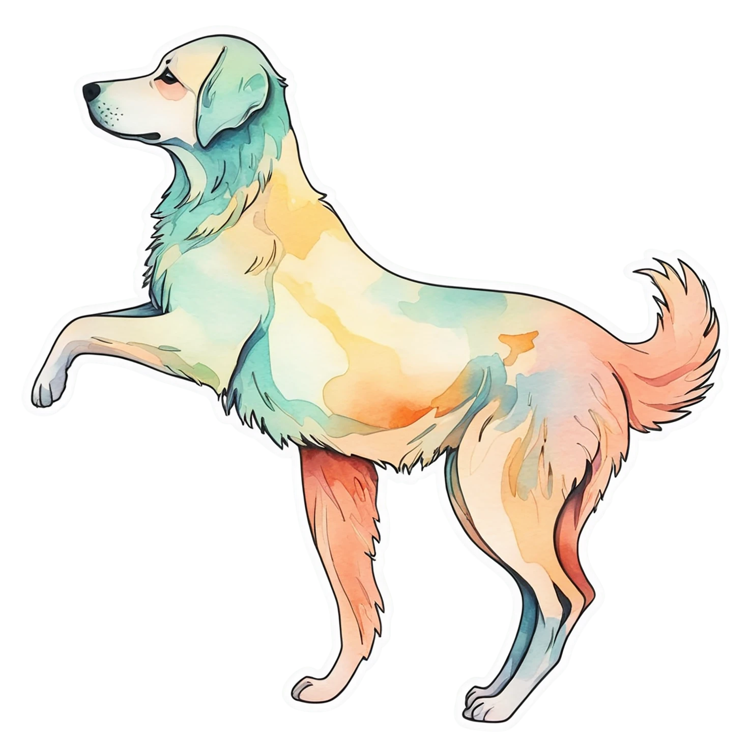Dog watercolor sticker isolated on transparent background #15098
