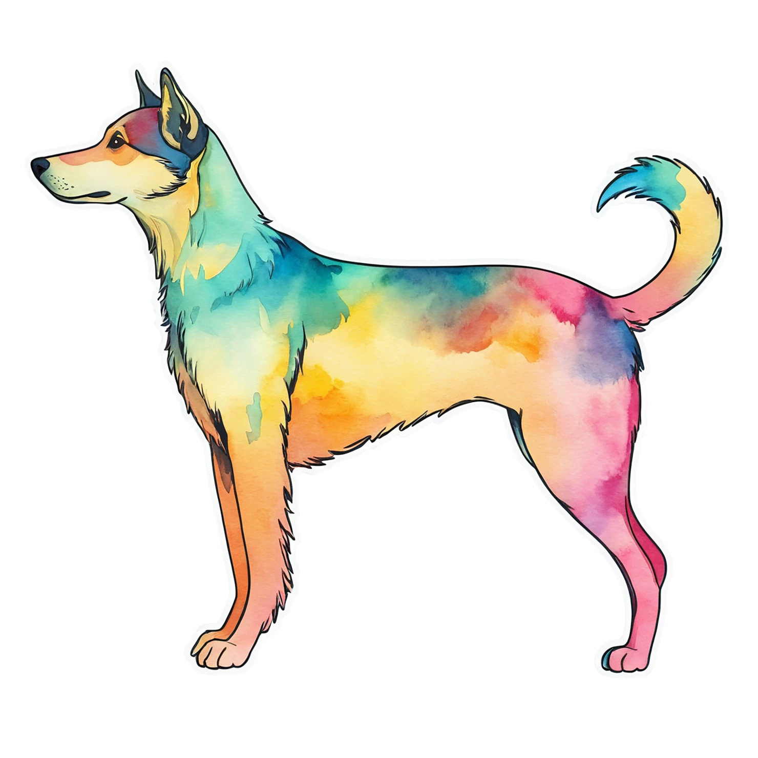 Dog watercolor sticker isolated on transparent background #15099
