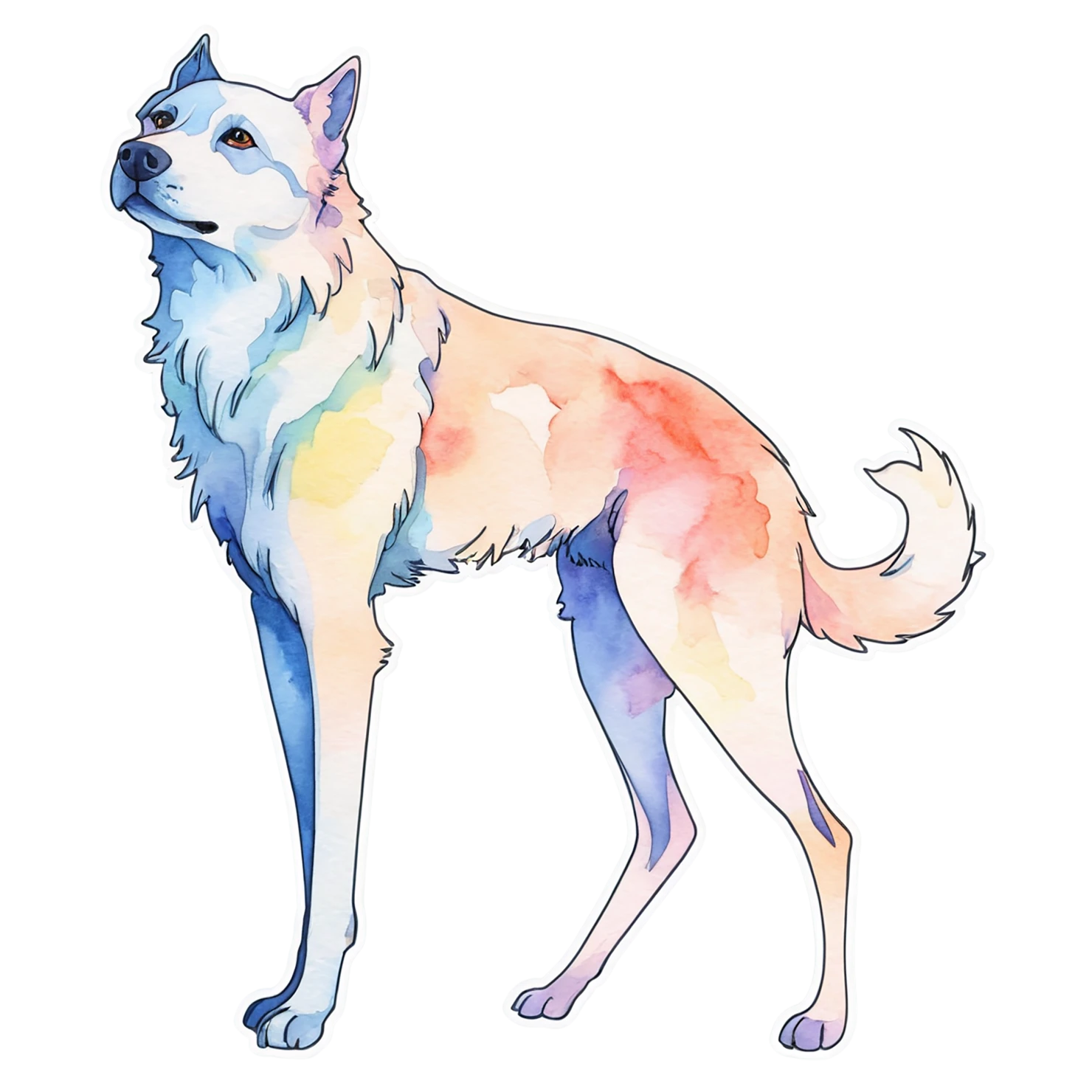 Dog watercolor sticker isolated on transparent background #15103