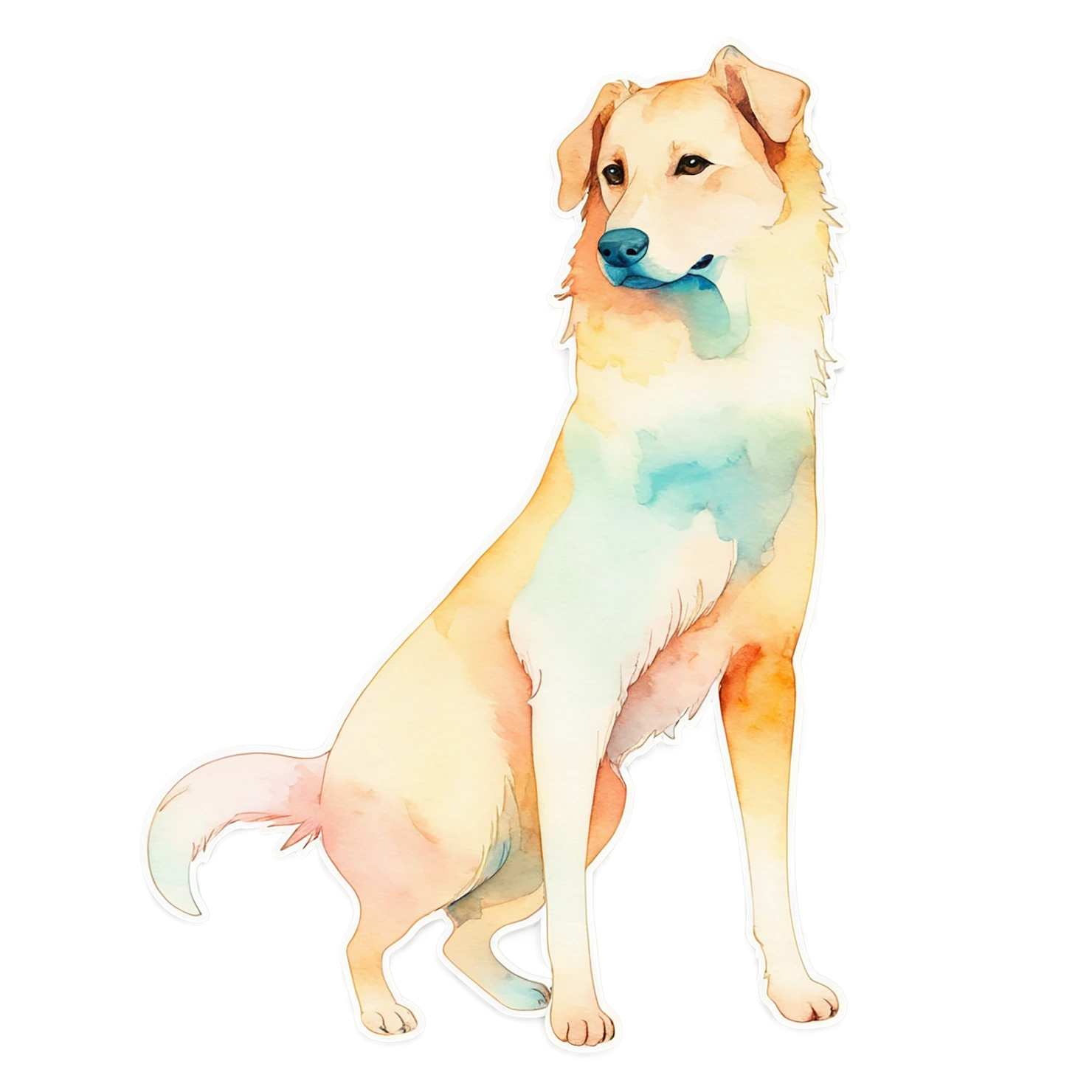Dog watercolor sticker isolated on transparent background #15107