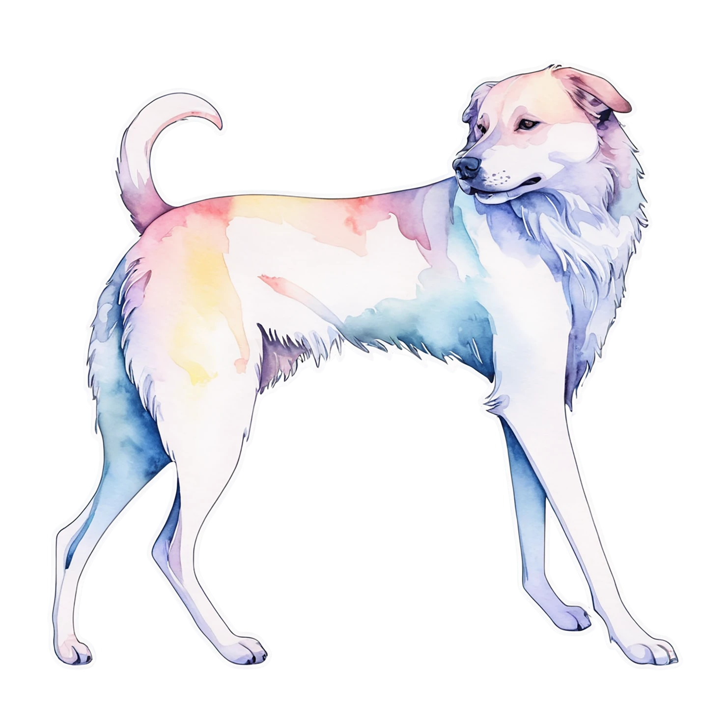 Dog watercolor sticker isolated on transparent background #15110