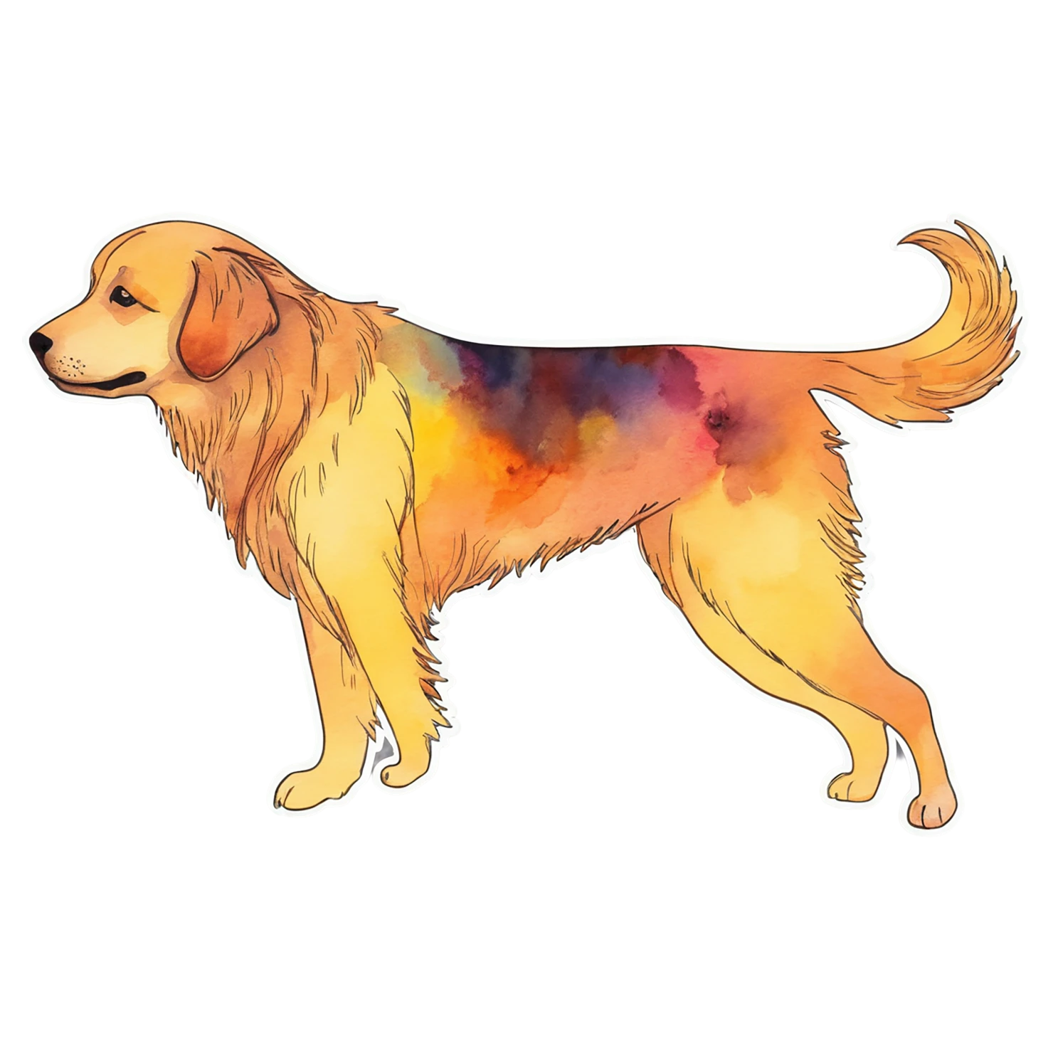 Dog watercolor sticker isolated on transparent background #15111