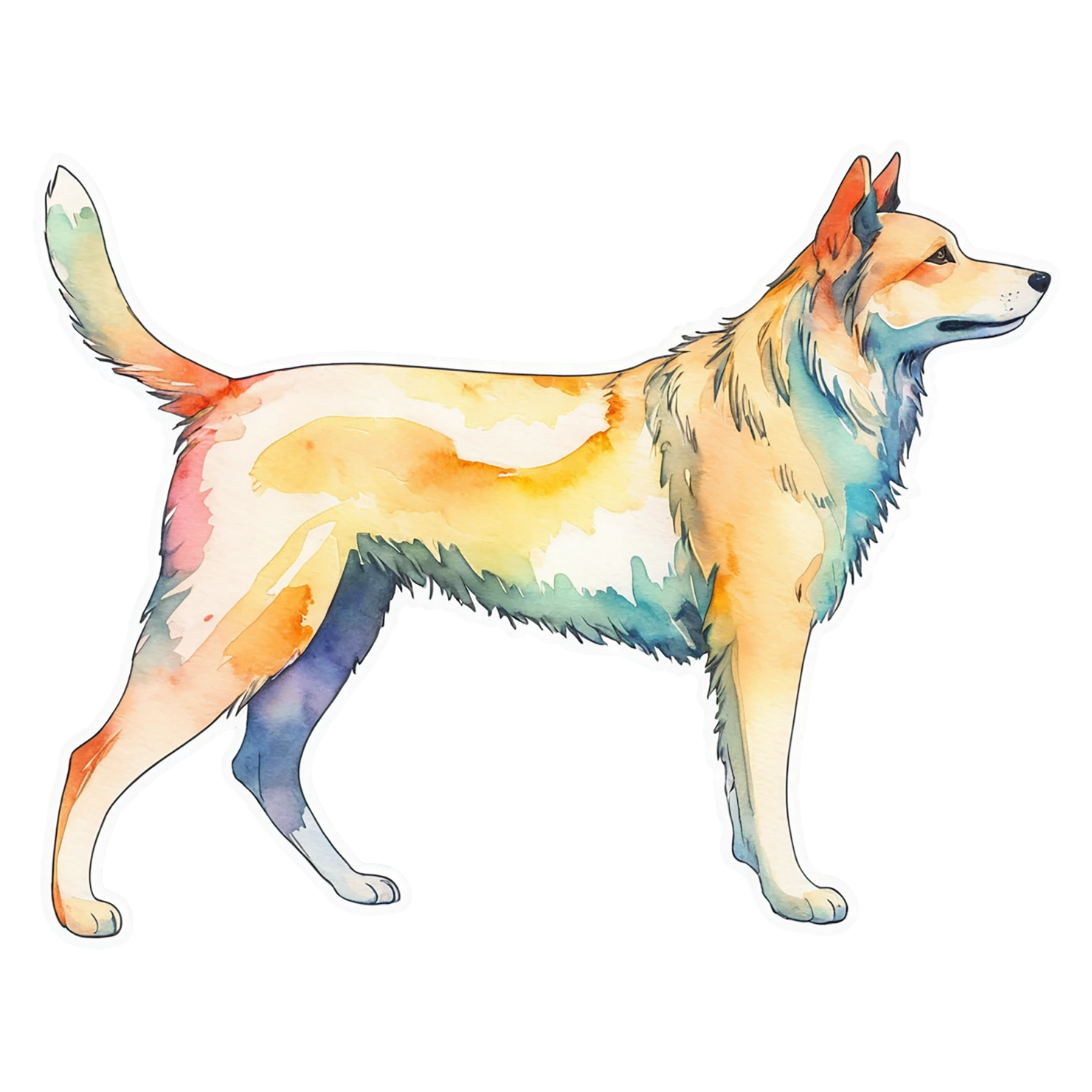 Dog watercolor sticker isolated on transparent background #15140