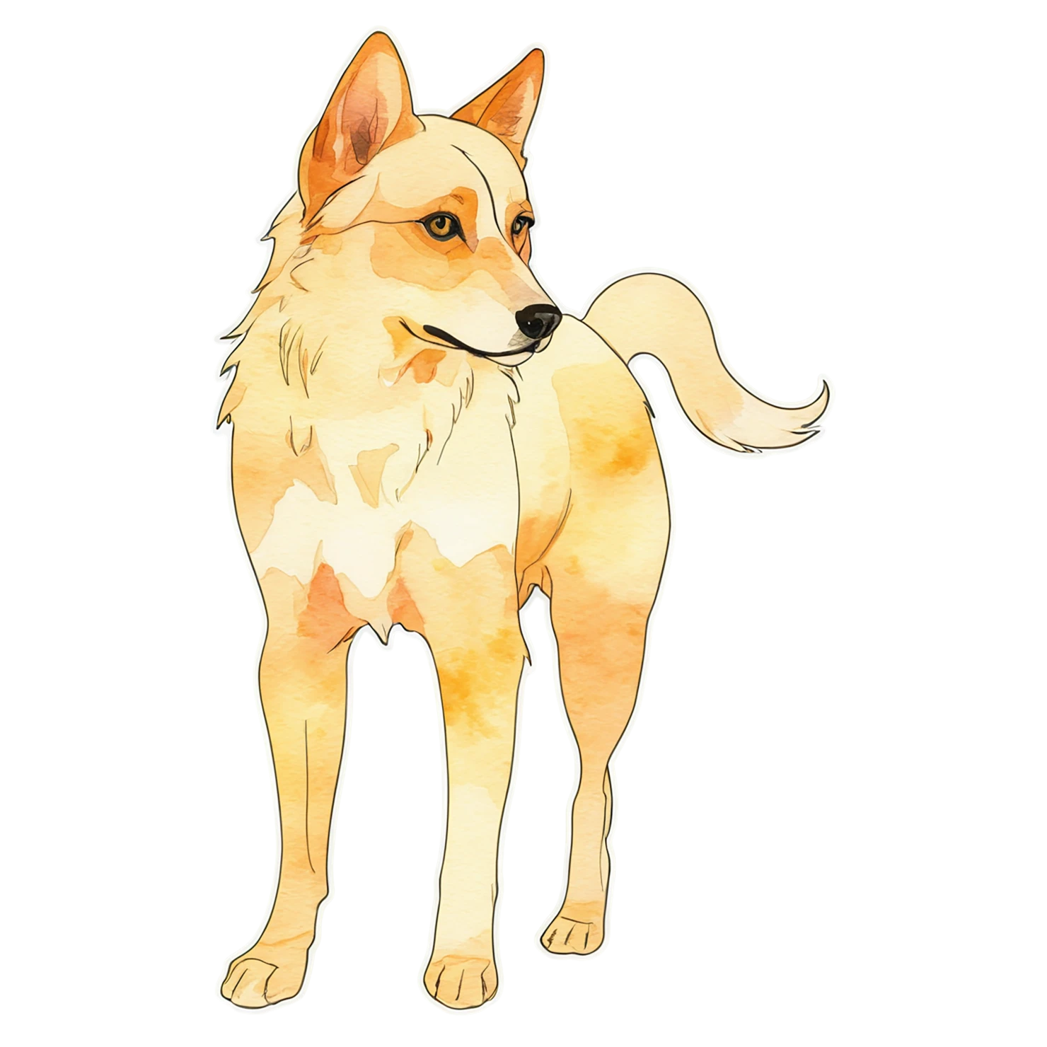 Dog watercolor sticker isolated on transparent background #15141