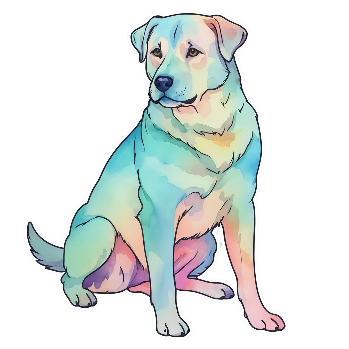 Dog watercolor sticker isolated on transparent background #15142