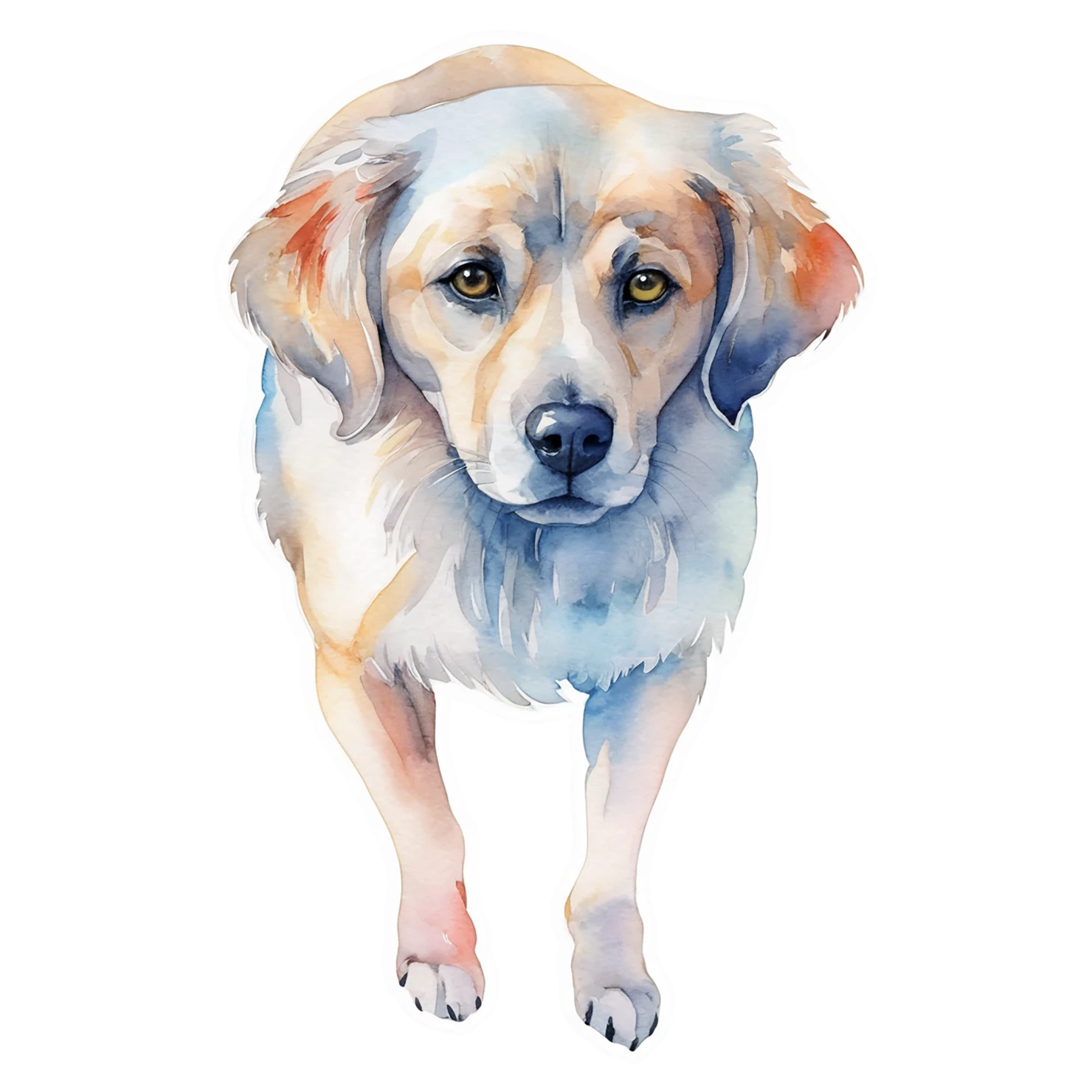 Dog watercolor sticker isolated on transparent background #15151