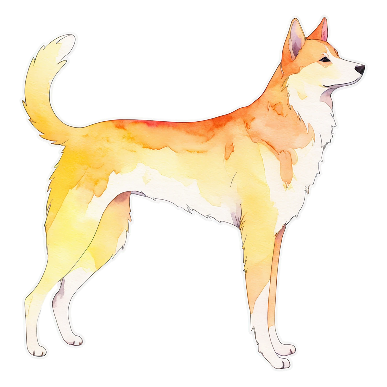 Dog watercolor sticker isolated on transparent background #15158