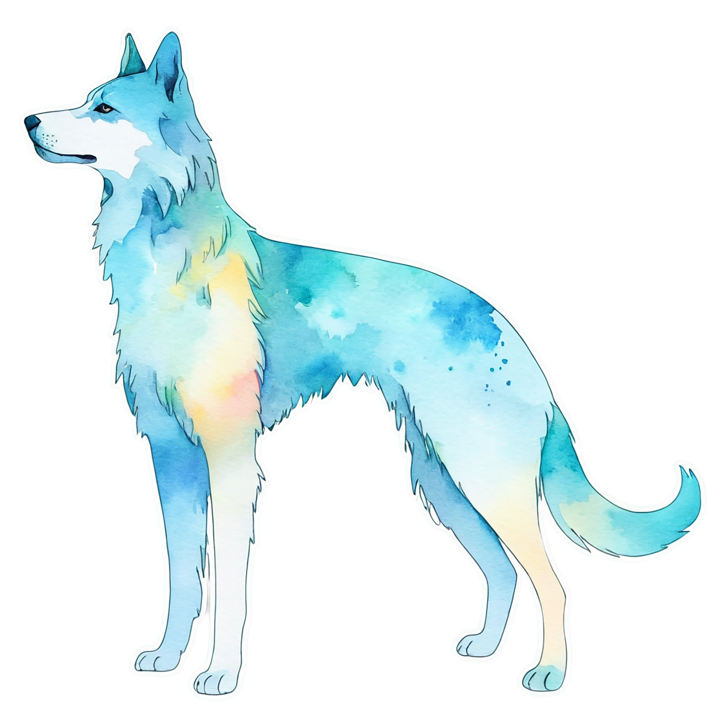 Dog watercolor sticker isolated on transparent background #15164