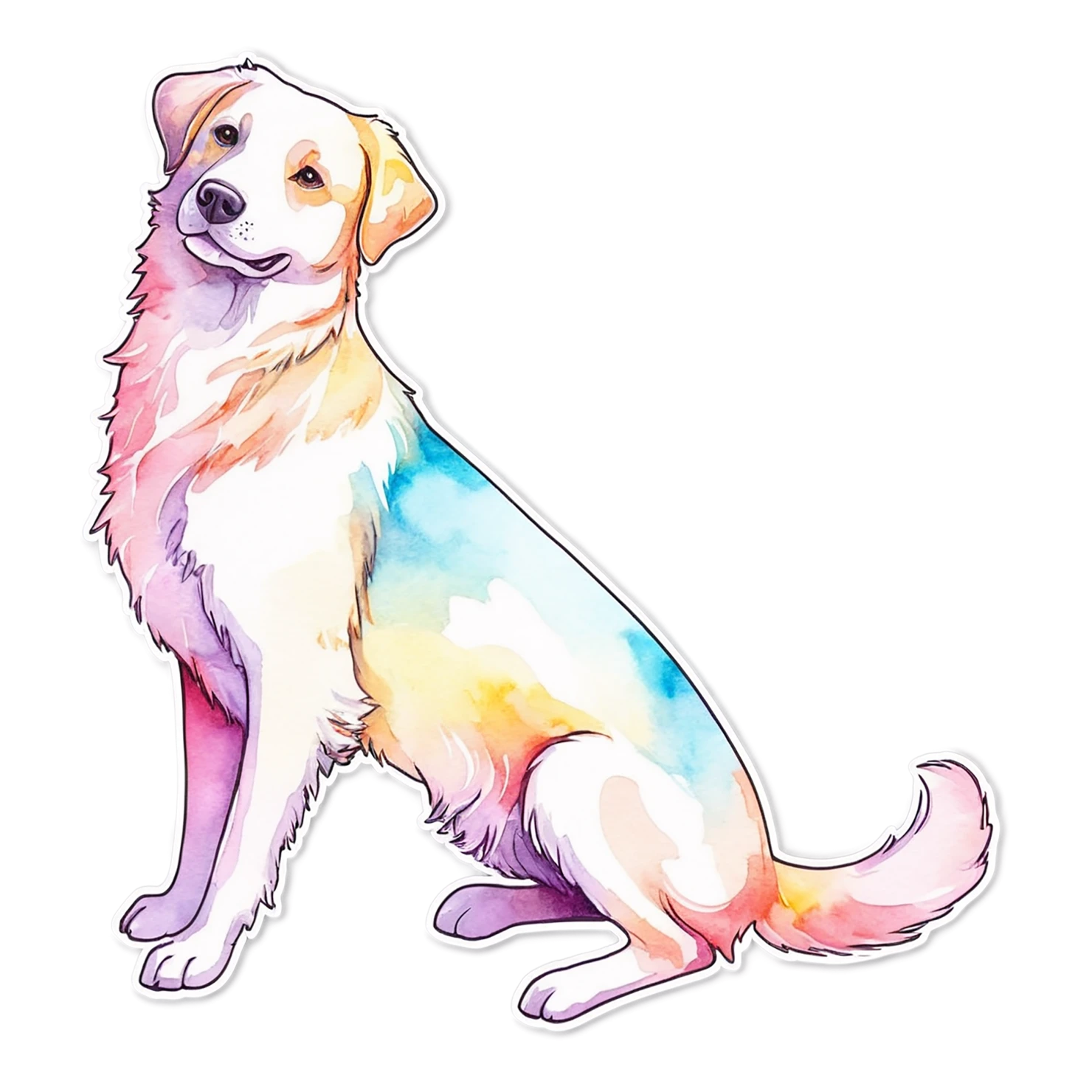 Dog watercolor sticker isolated on transparent background #15171
