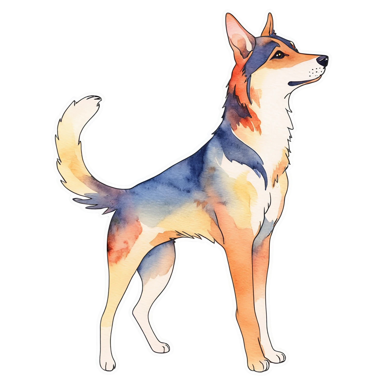 Dog watercolor sticker isolated on transparent background #15172