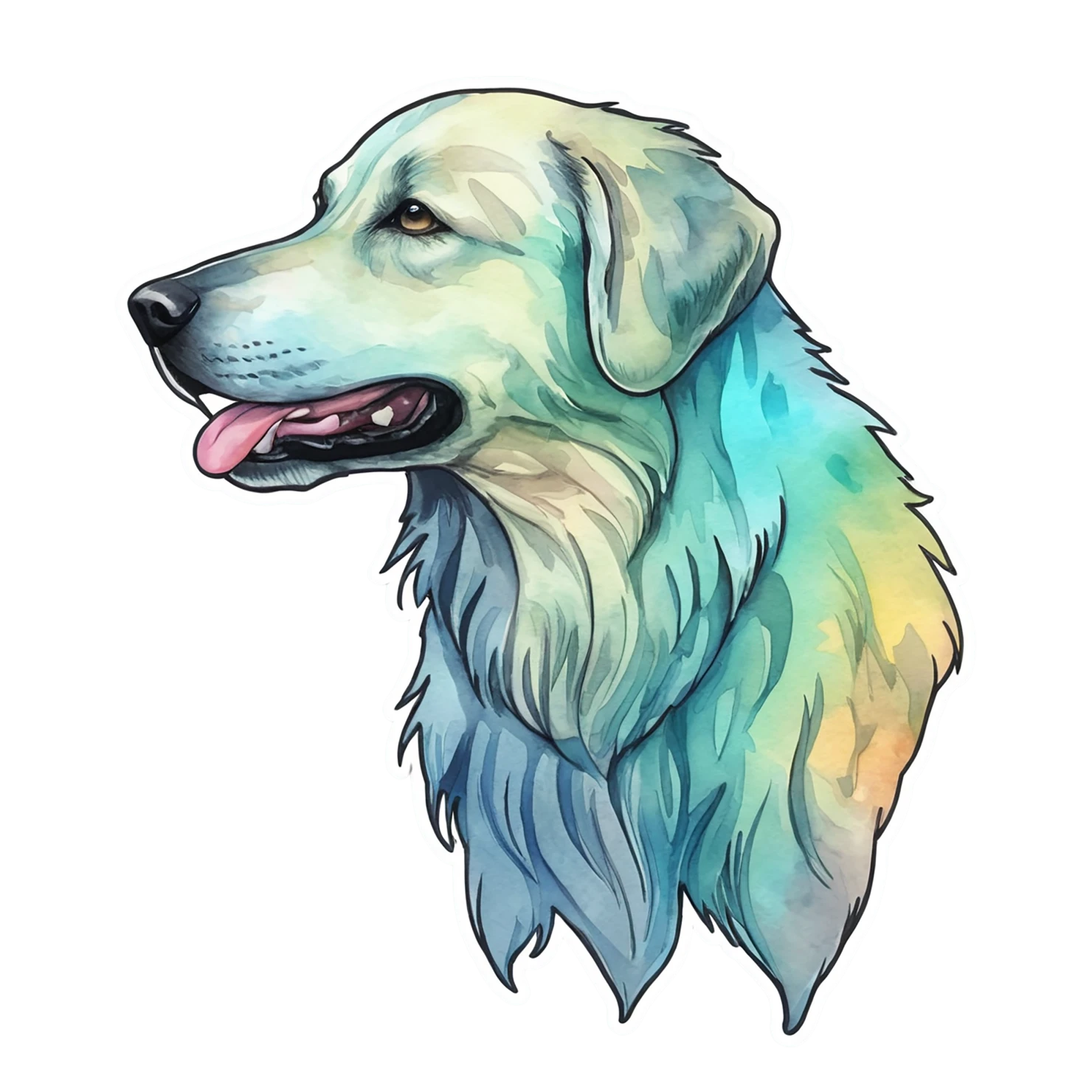 Dog watercolor sticker isolated on transparent background #15179