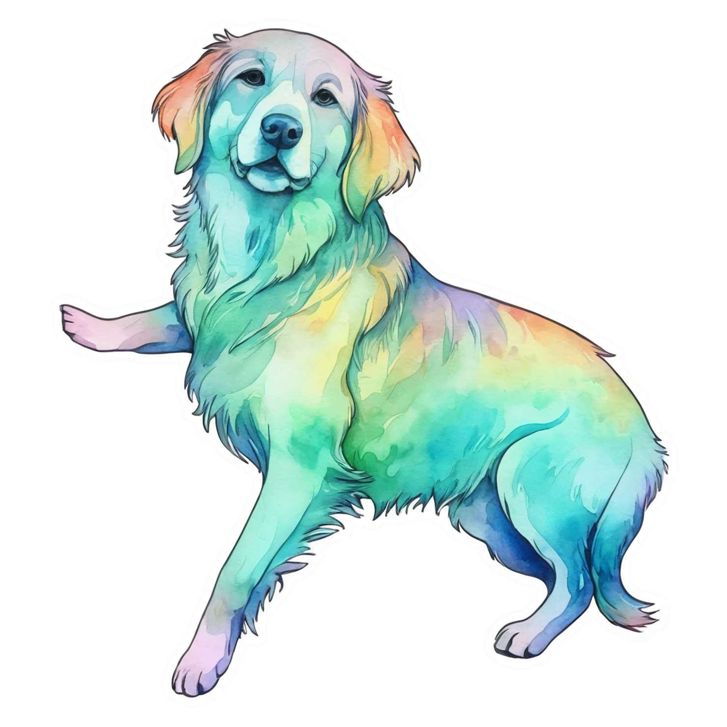 Dog watercolor sticker isolated on transparent background #15181