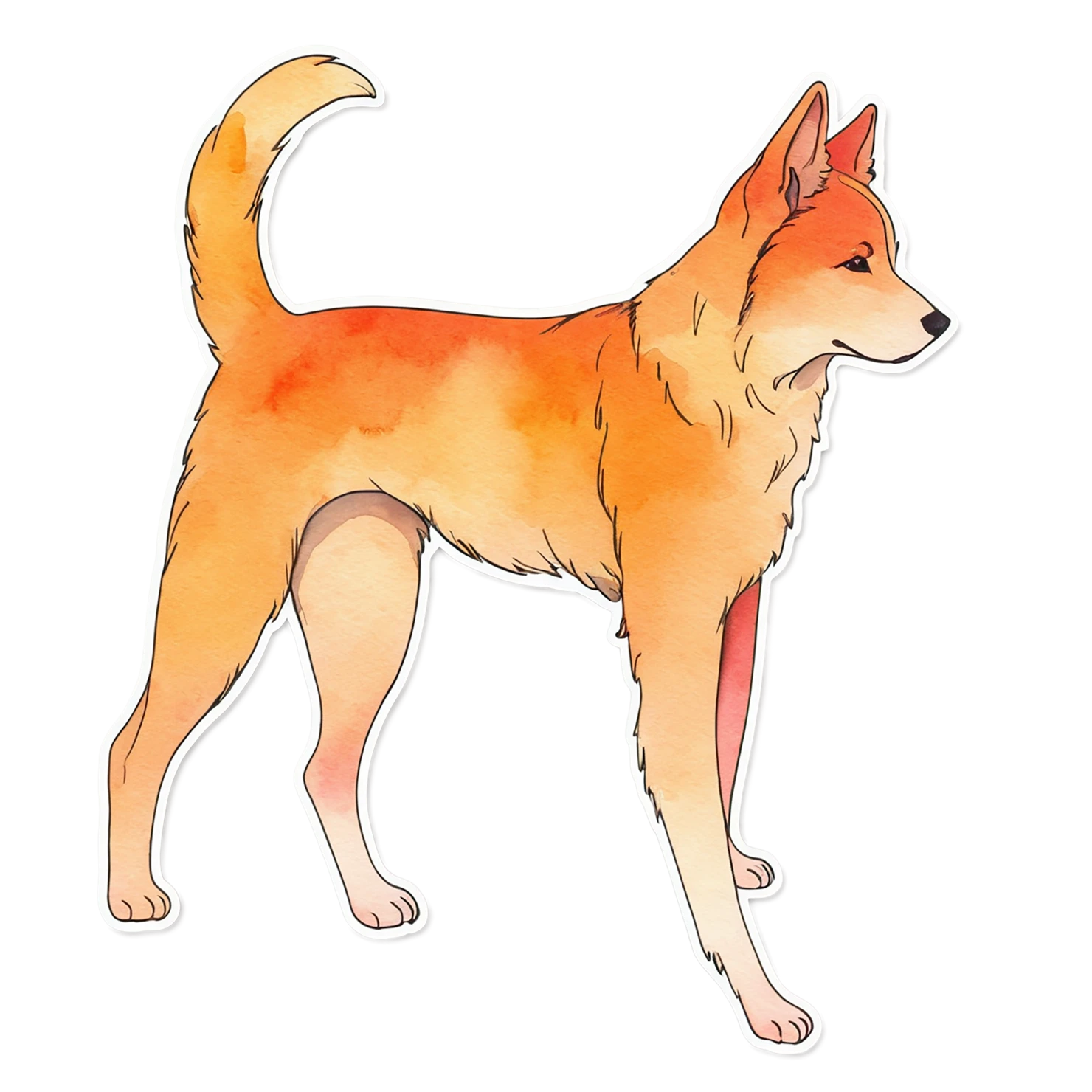 Dog watercolor sticker isolated on transparent background #15182