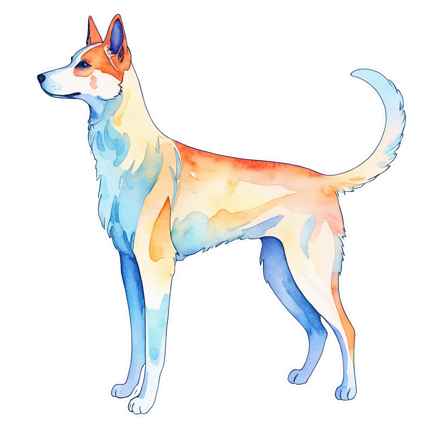Dog watercolor sticker isolated on transparent background #15183