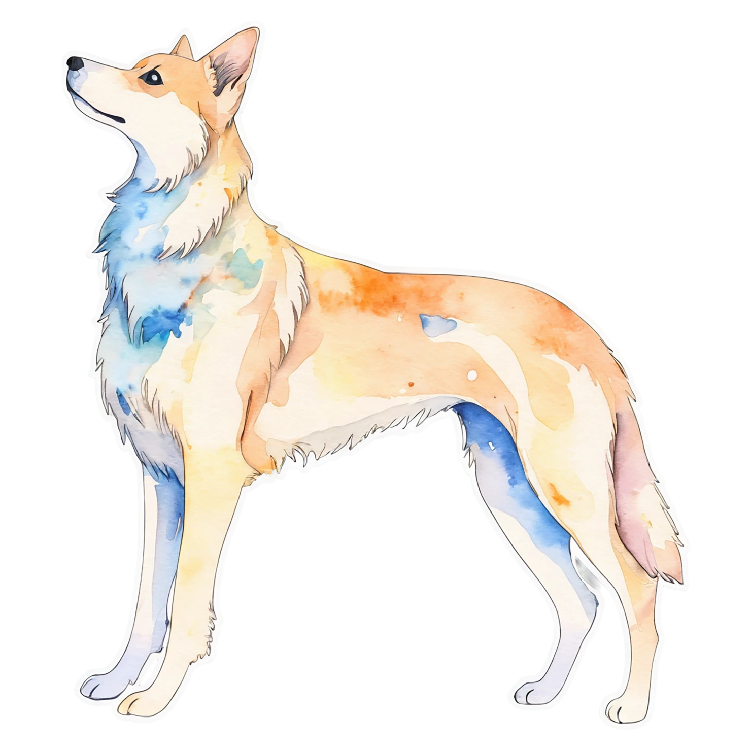 Dog watercolor sticker isolated on transparent background #15184