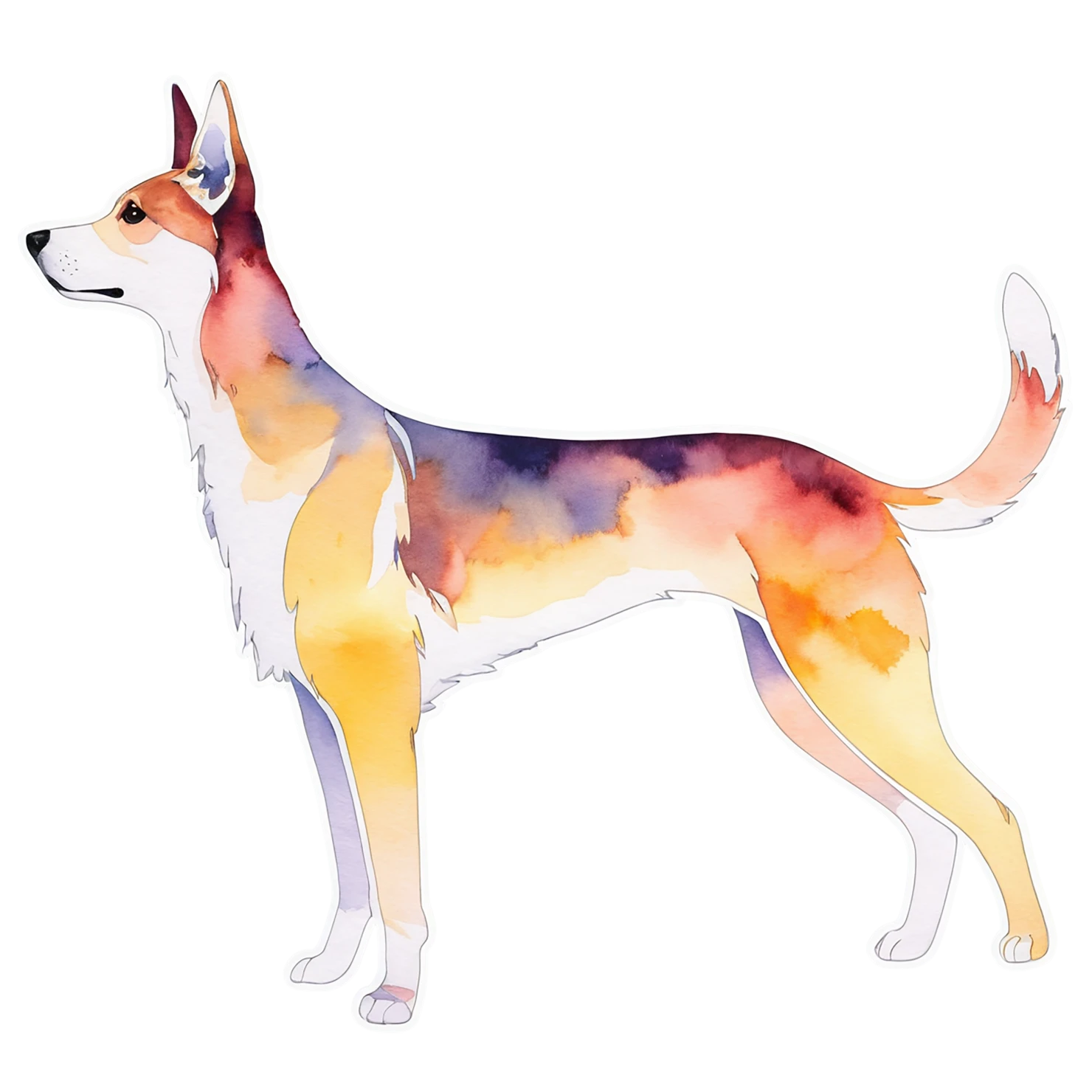 Dog watercolor sticker isolated on transparent background #15186