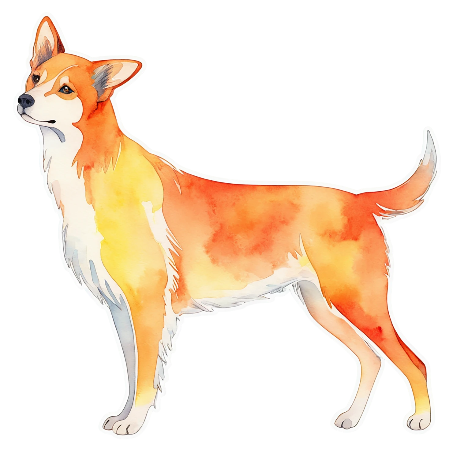 Dog watercolor sticker isolated on transparent background #15187