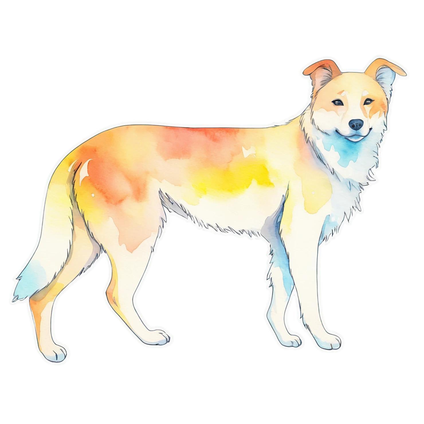 Dog watercolor sticker isolated on transparent background #15191