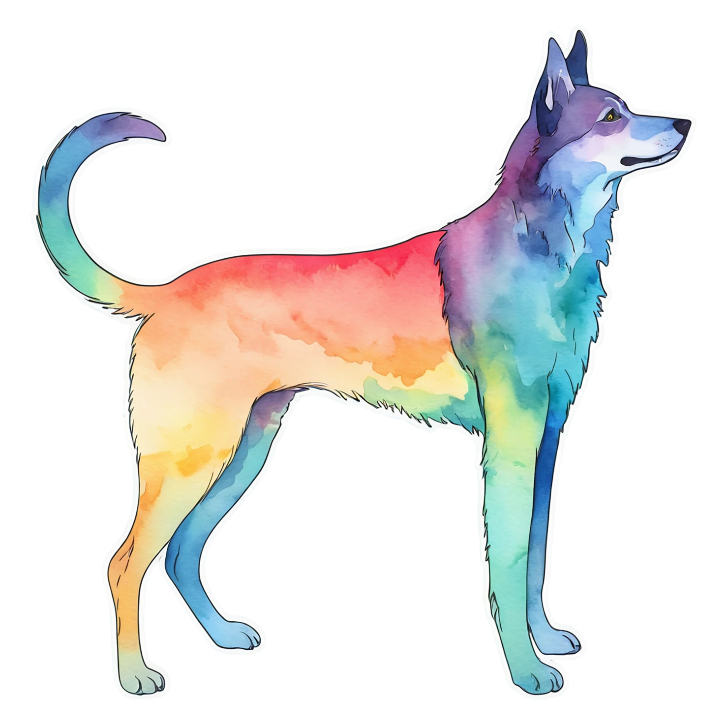 Dog watercolor sticker isolated on transparent background #15195