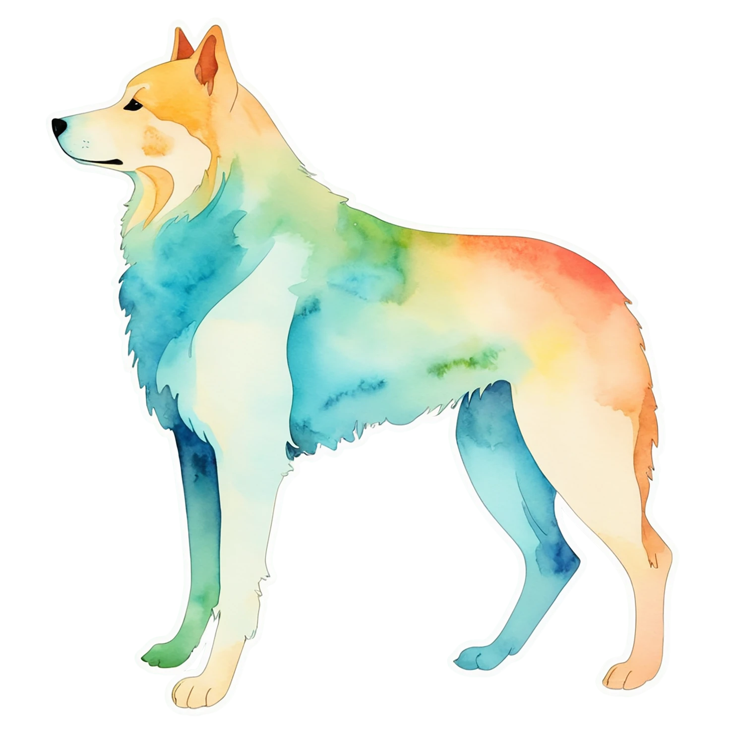 Dog watercolor sticker isolated on transparent background #15199