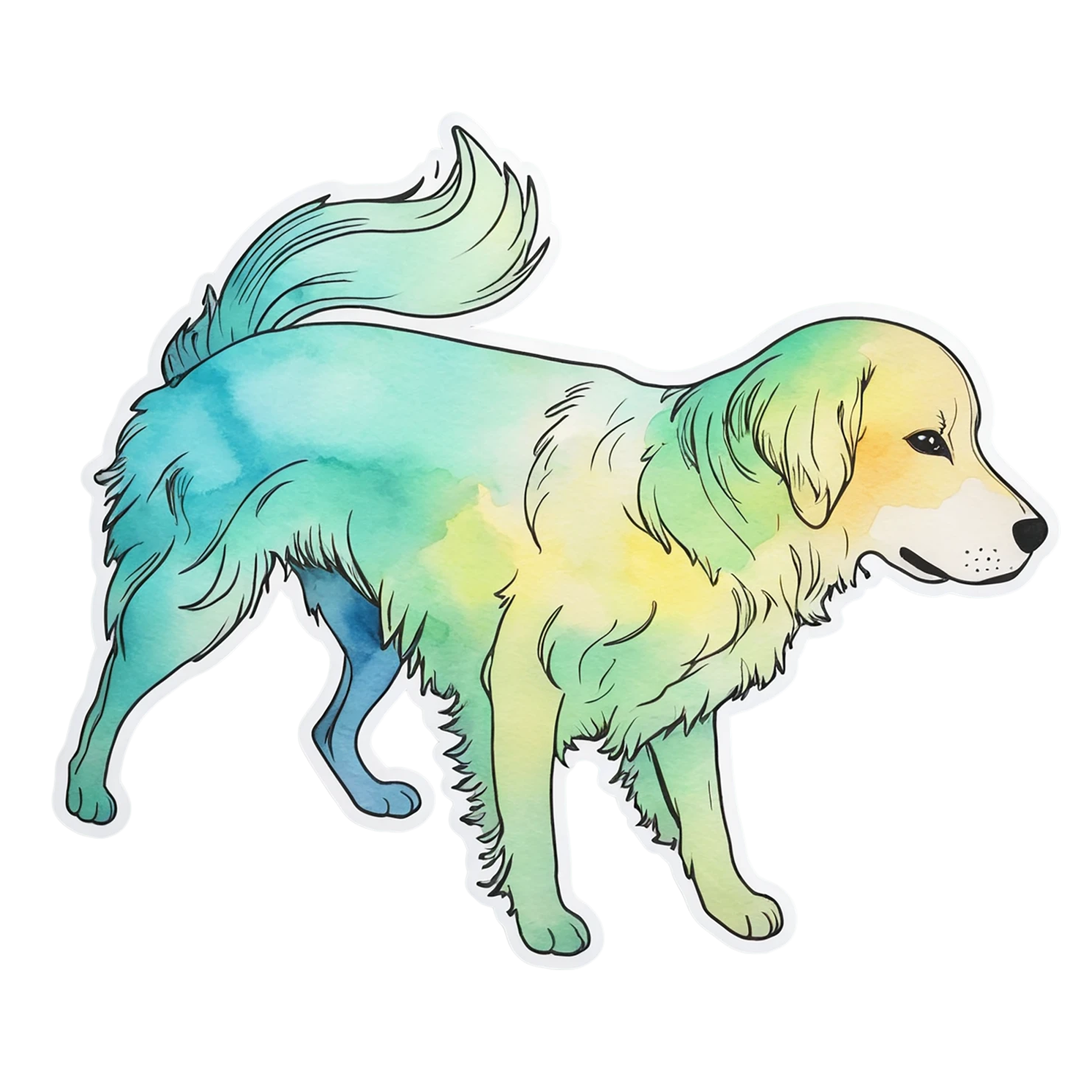Dog watercolor sticker isolated on transparent background #15200