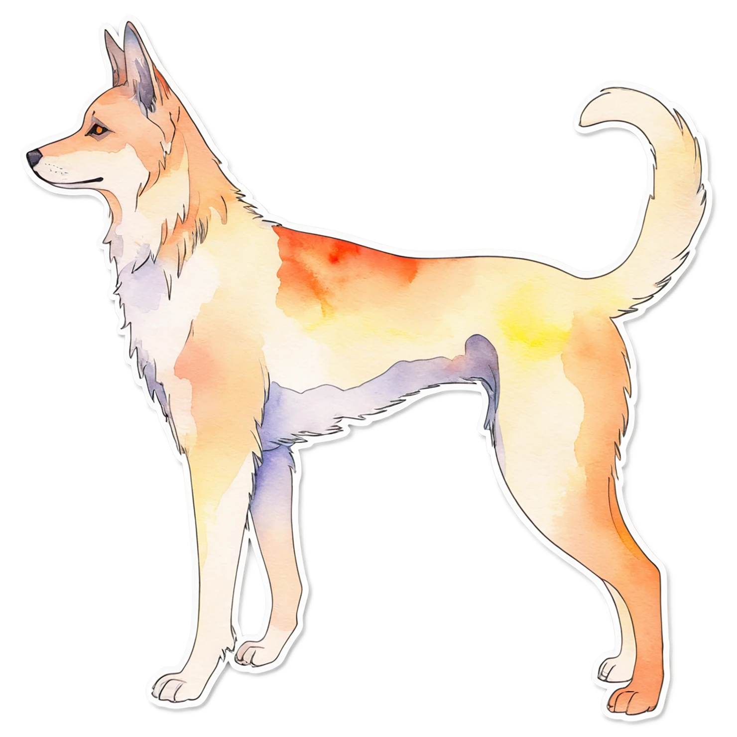 Dog watercolor sticker isolated on transparent background #15207