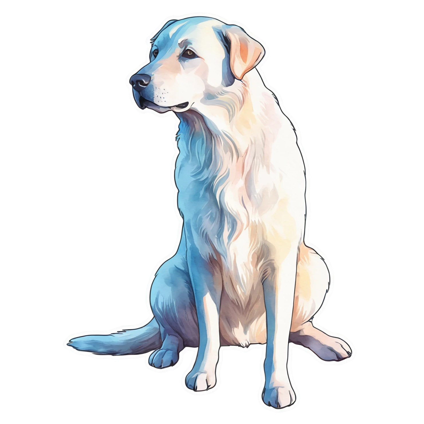 Dog watercolor sticker isolated on transparent background #15208