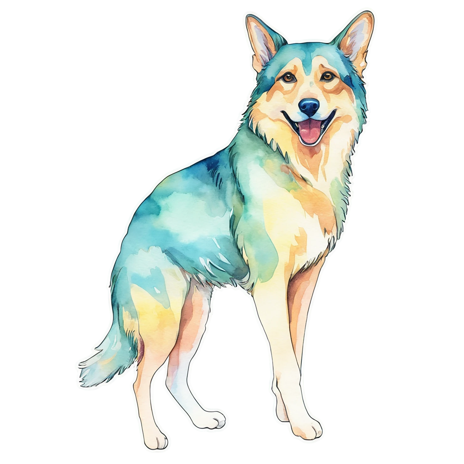 Dog watercolor sticker isolated on transparent background #15210