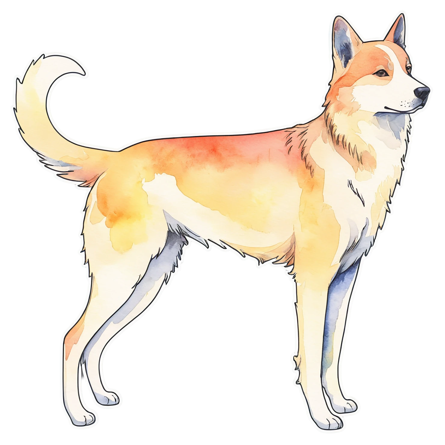 Dog watercolor sticker isolated on transparent background #15211