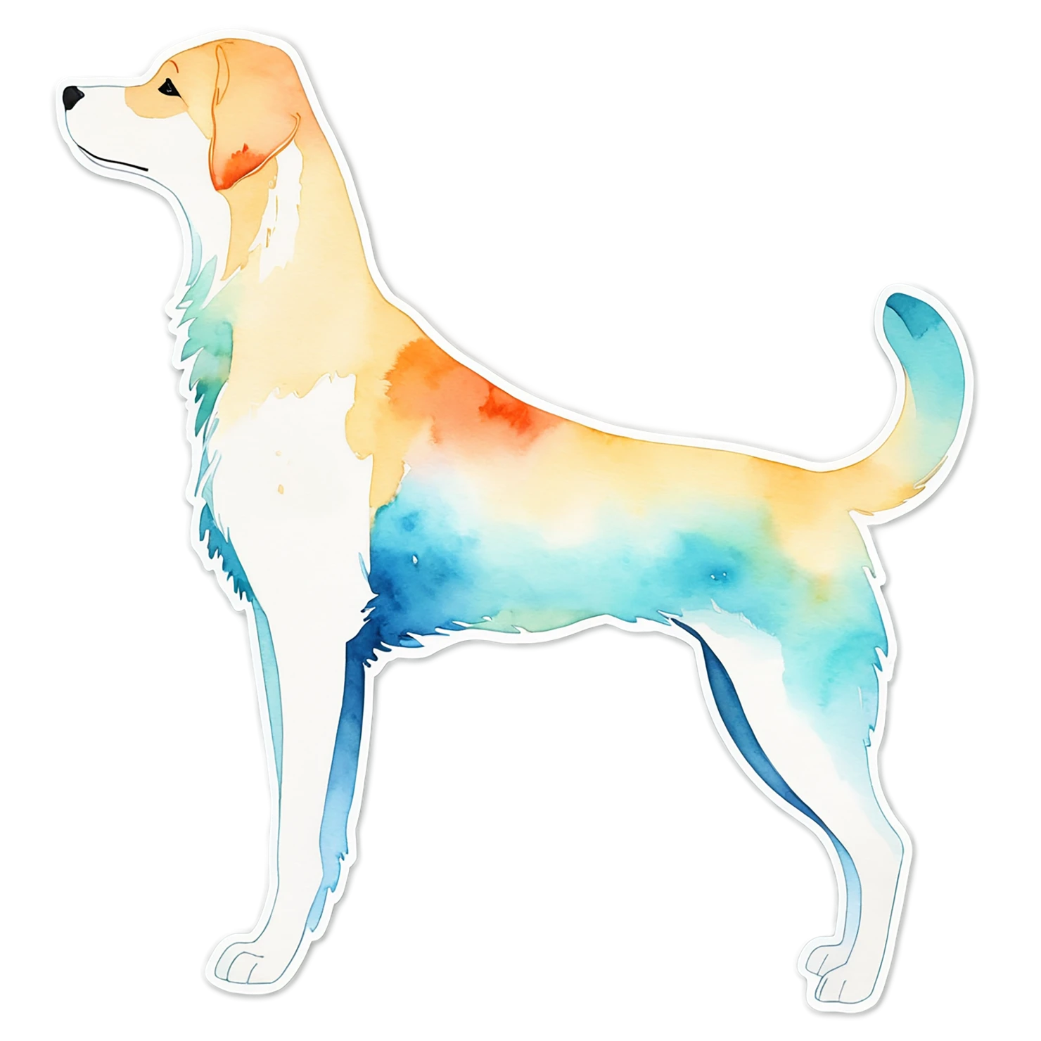 Dog watercolor sticker isolated on transparent background #15213
