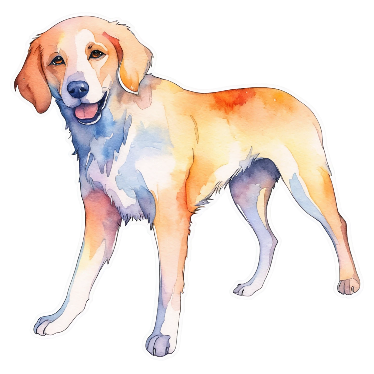 Dog watercolor sticker isolated on transparent background #15215