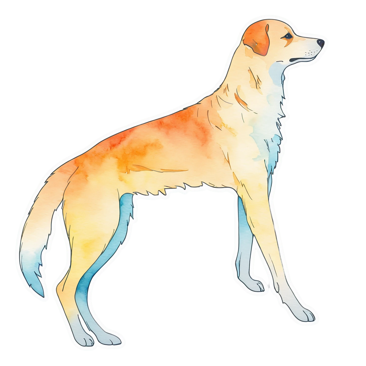 Dog watercolor sticker isolated on transparent background #15217