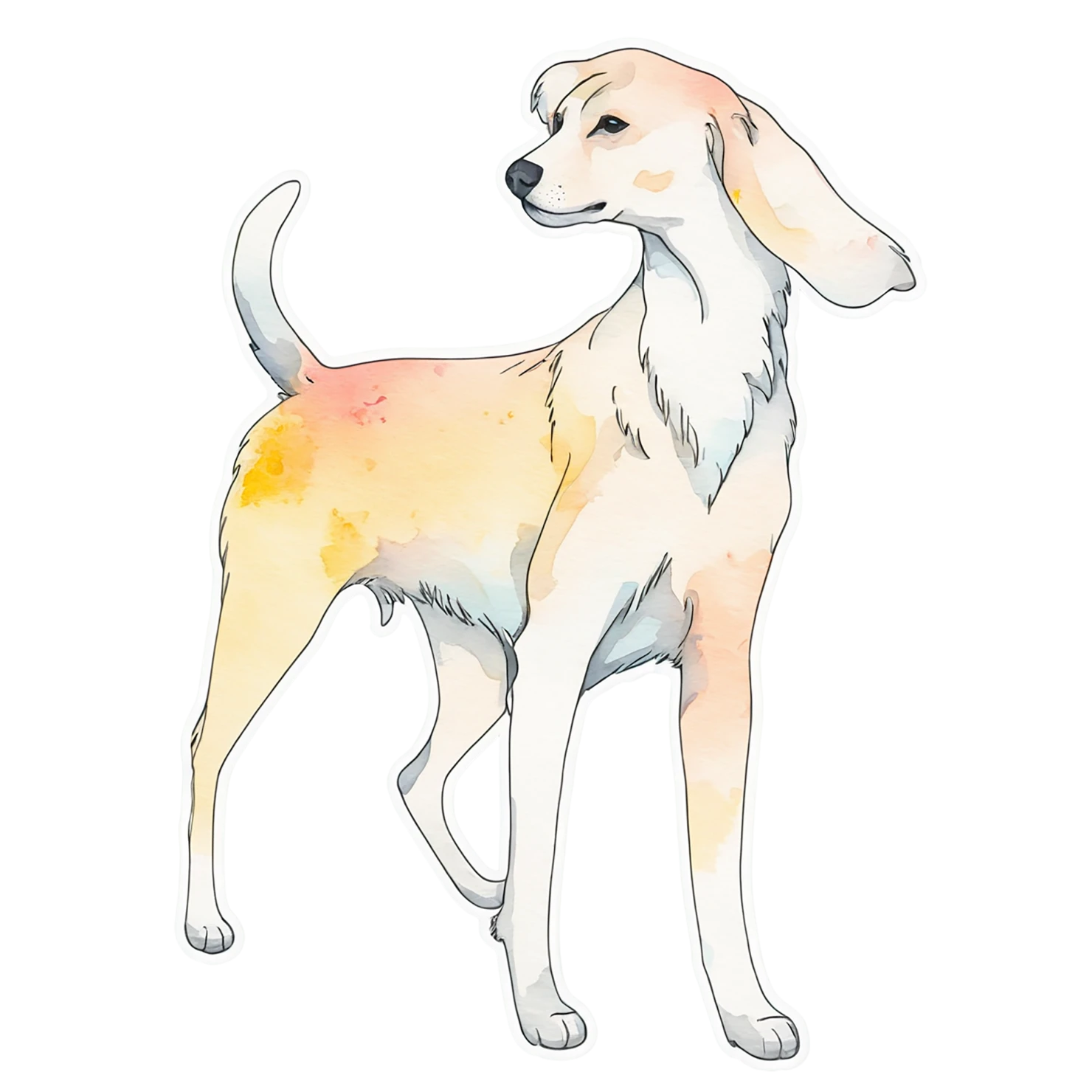 Dog watercolor sticker isolated on transparent background #15218