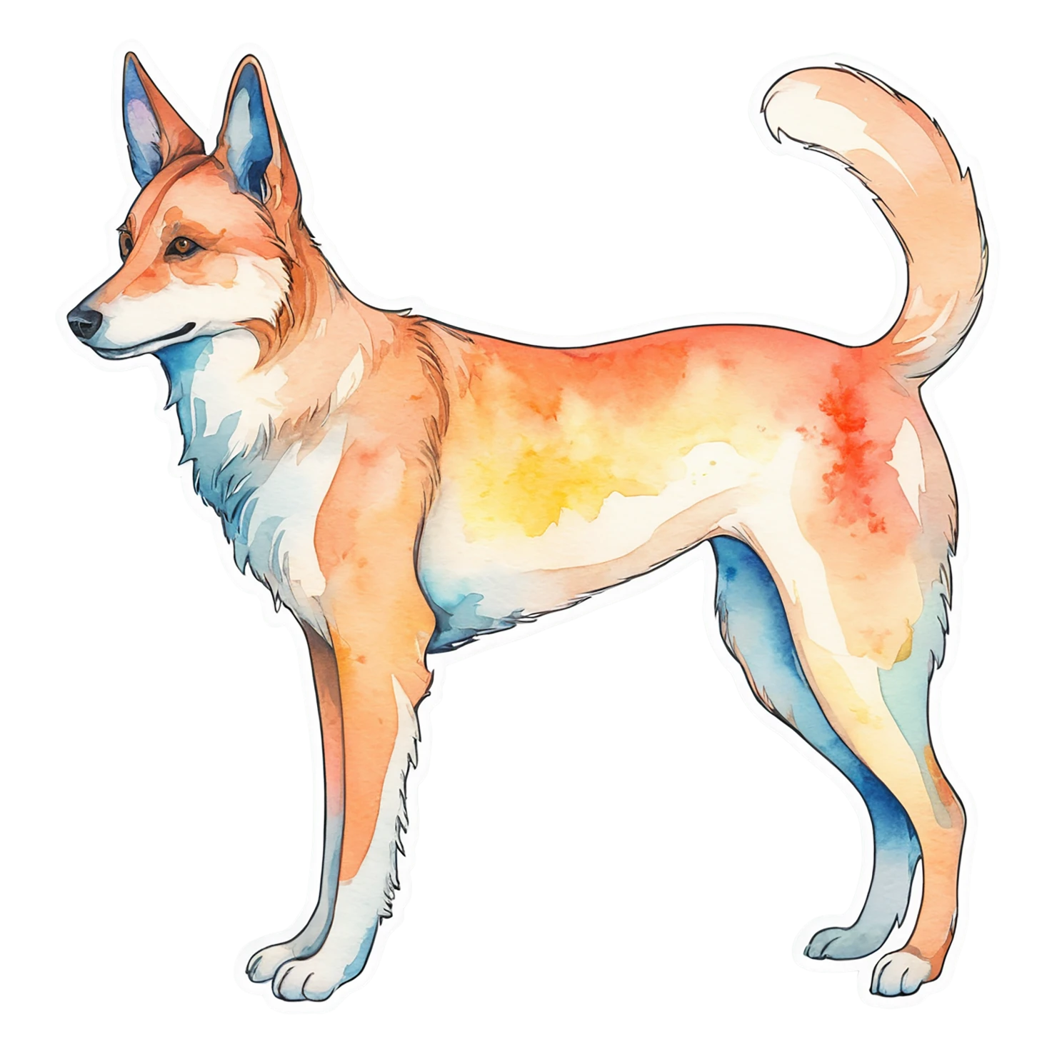 Dog watercolor sticker isolated on transparent background #15232