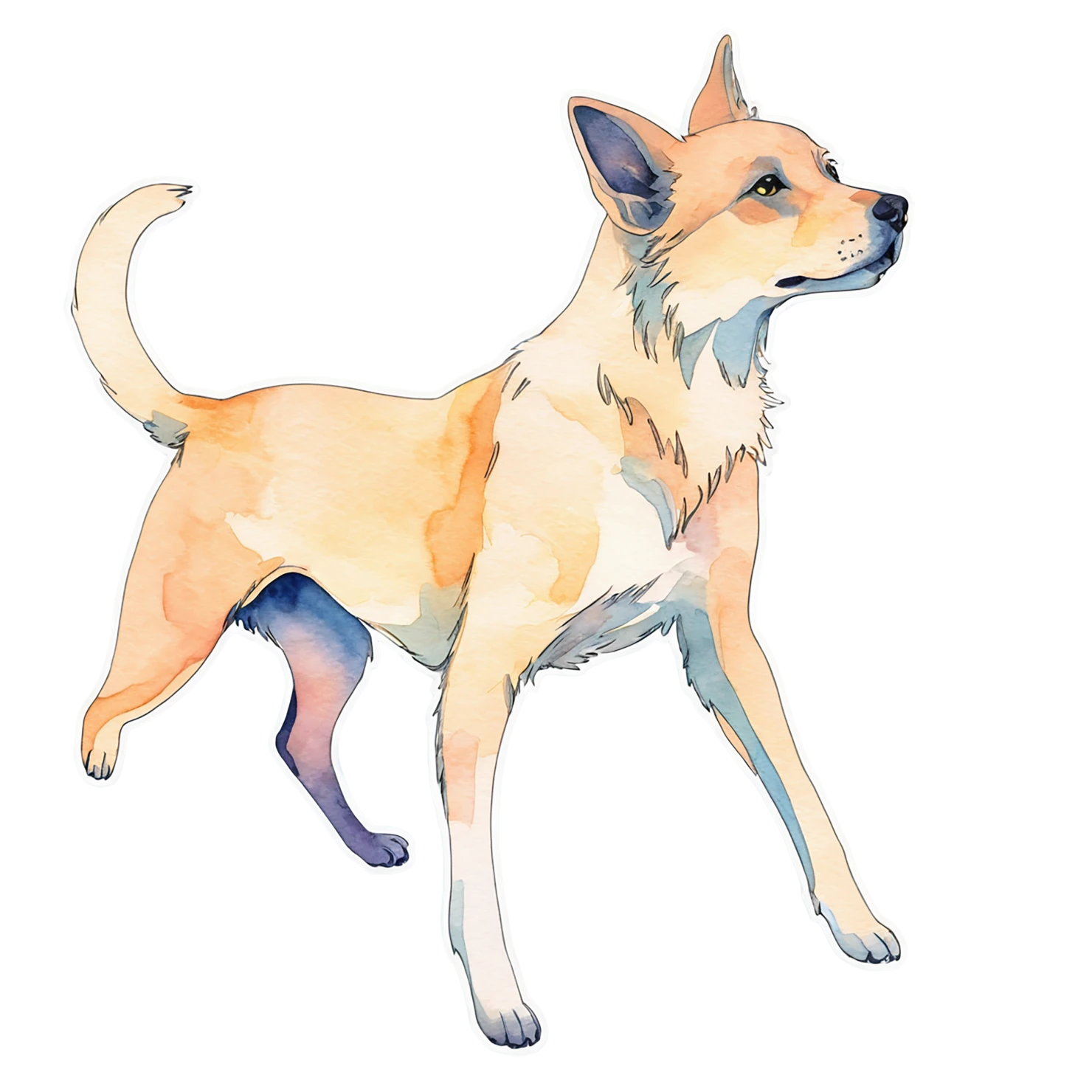 Dog watercolor sticker isolated on transparent background #15237