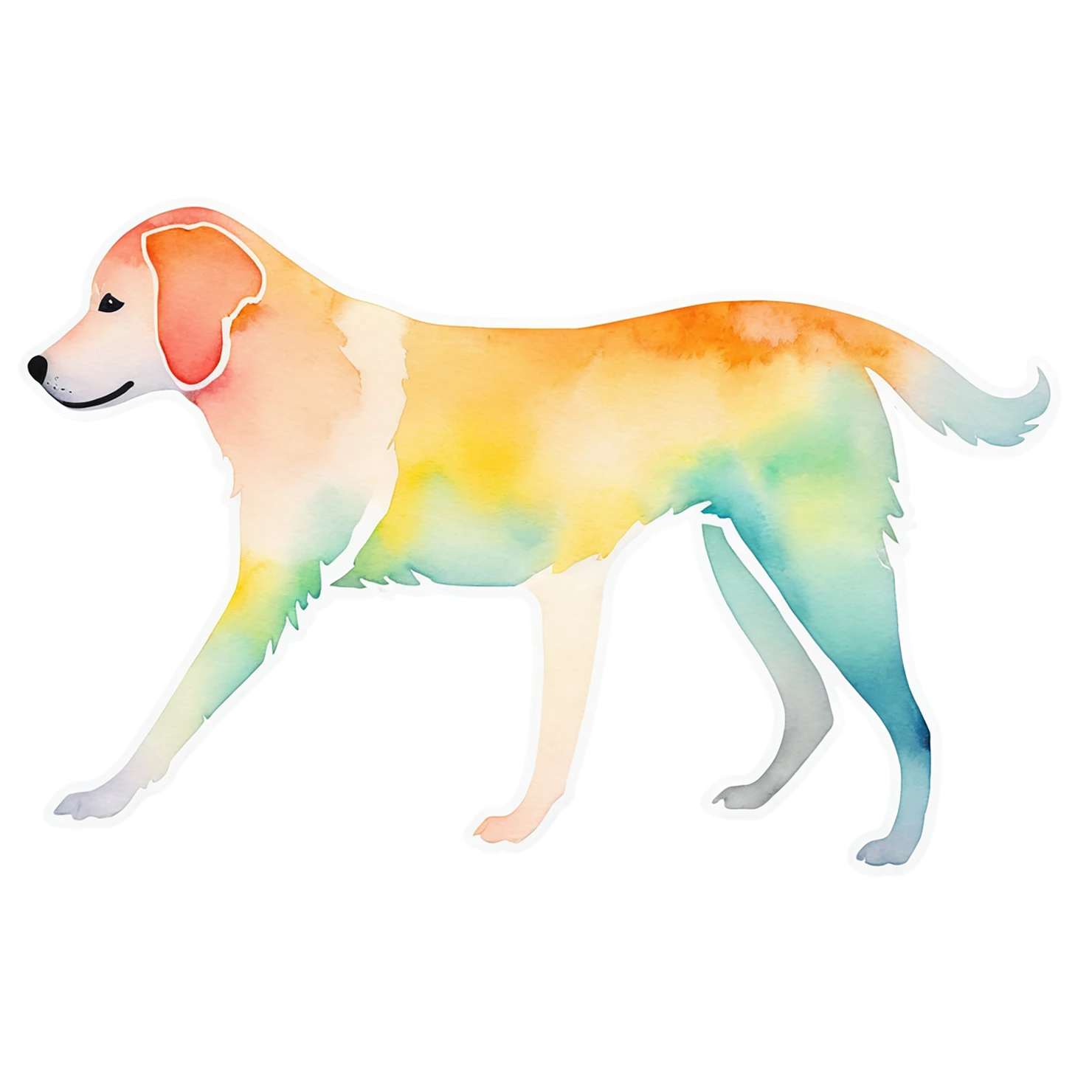Dog watercolor sticker isolated on transparent background #15238