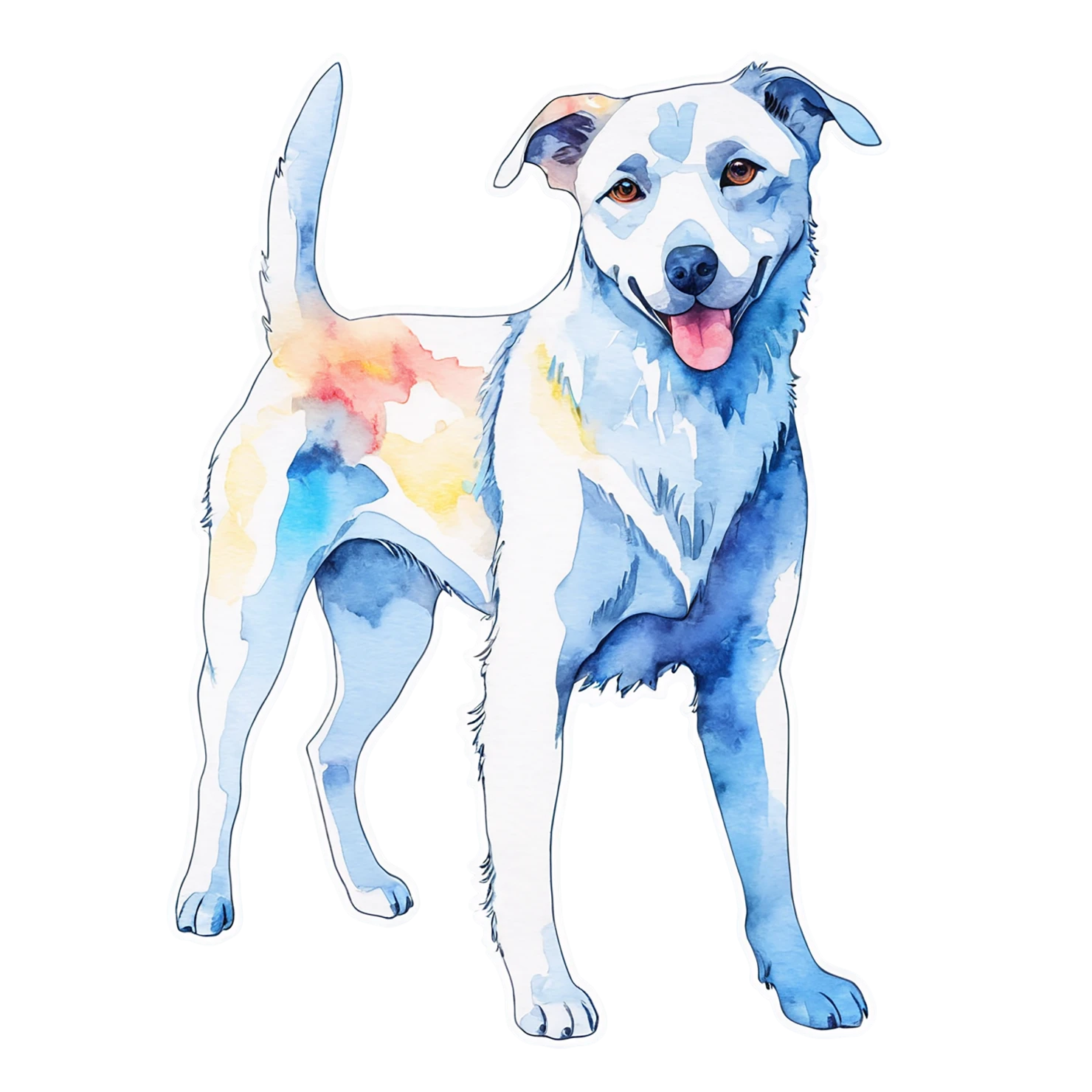 Dog watercolor sticker isolated on transparent background #15242