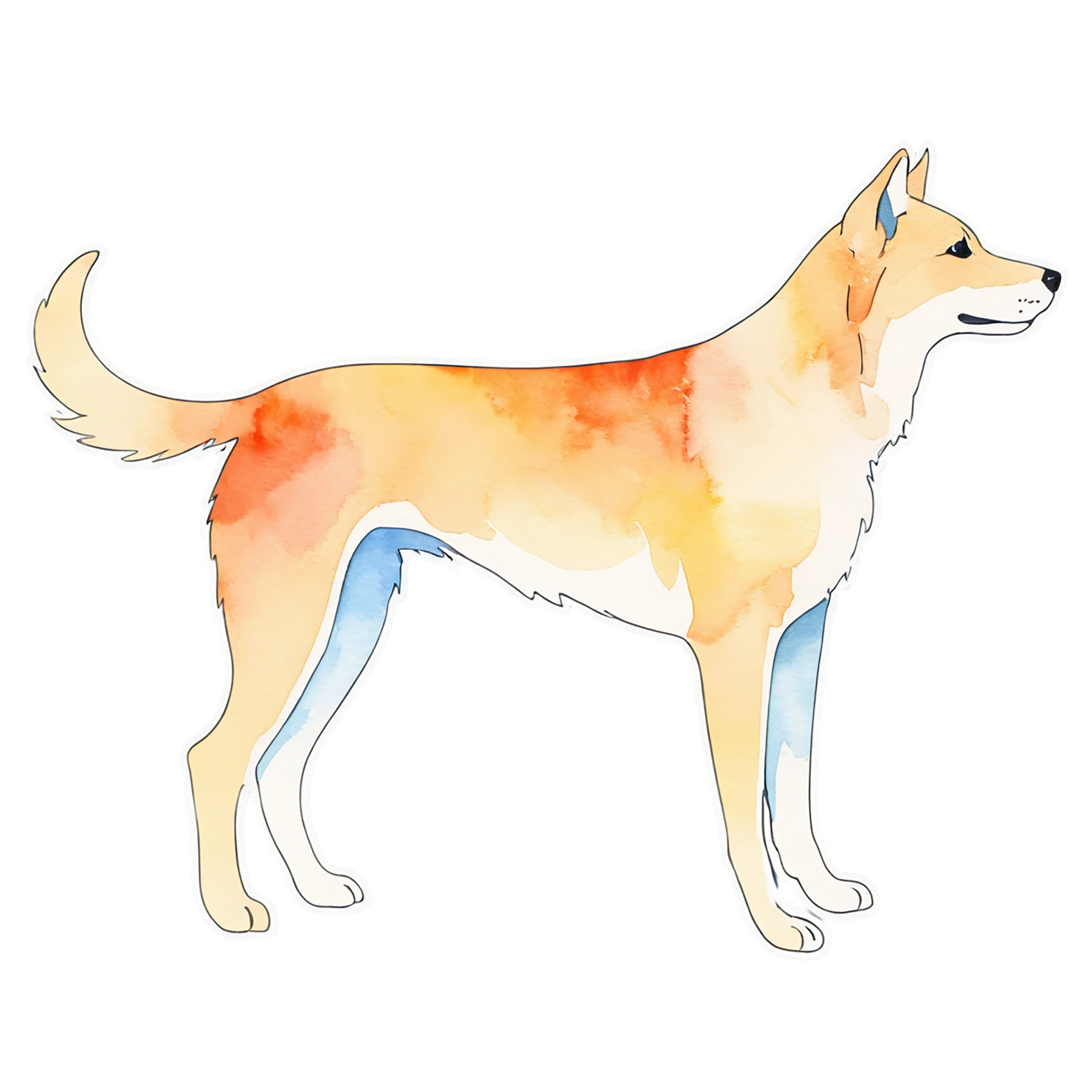 Dog watercolor sticker isolated on transparent background #15249